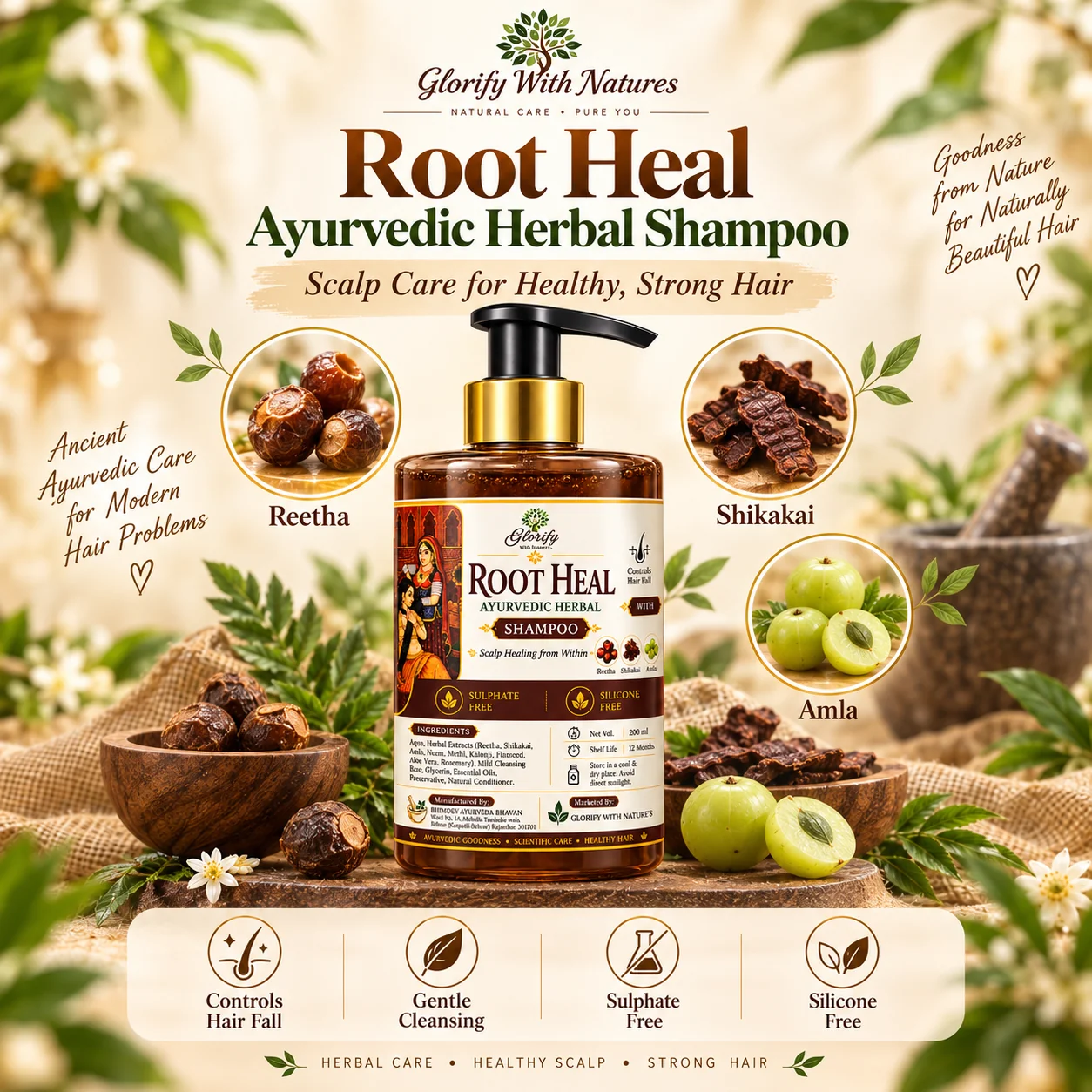 Root Heal Ayurvedic Herbal Shampoo gallery image 1